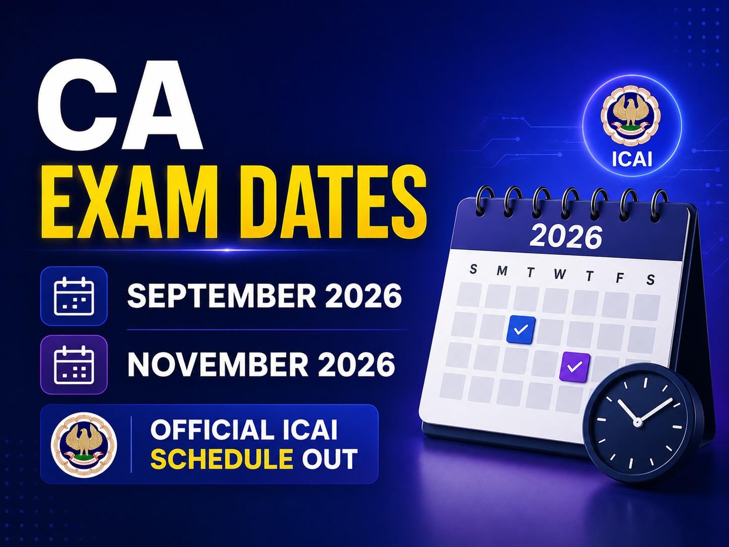CA Exam Dates September 2026 & November 2026 — Official ICAI Schedule Out